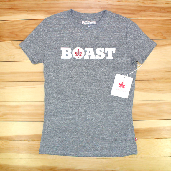 BOAST T-shirt Women SMALL Heather Grey Wordmark Tri-Blend USA Tennis LeafLogo - Picture 5 of 5
